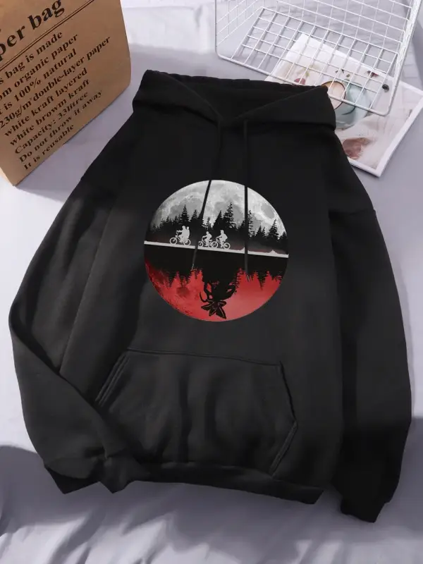 Erkekler Bisiklet Sürme Baskılı Kapüşonlu Üstler Kadınlar Kışlık Polar Sıcak Sweatshirtler Ba