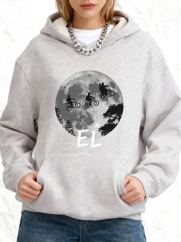 Erkekler Bisiklet Sürme Baskılı Kapüşonlu Üstler Pamuklu Kadın Kışlık Bol Kazak Polar Sıcak S