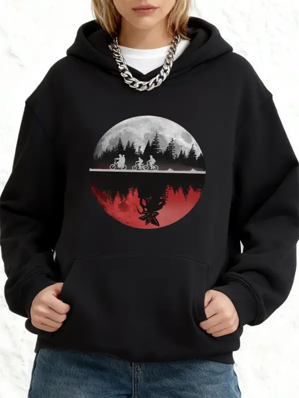 Erkekler Bisiklet Sürme Baskılı Kapüşonlu Üstler Pamuklu Kadın Kışlık Polar Sıcak Sweatshirtl