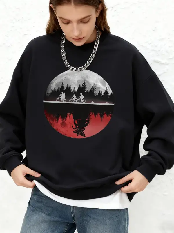 Erkekler Bisiklet Sürme Baskılı Sweatshirtler Kadınlar Kışlık Günlük Yuvarlak Yaka Kapüşonlu