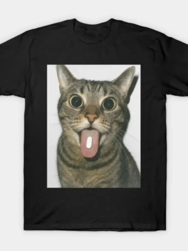 Erkekler Kadınlar İçin Haplı Komik Kedi Tişörtü %100 Pamuklu Tişörtler Kısa Kollu Üstler 1231