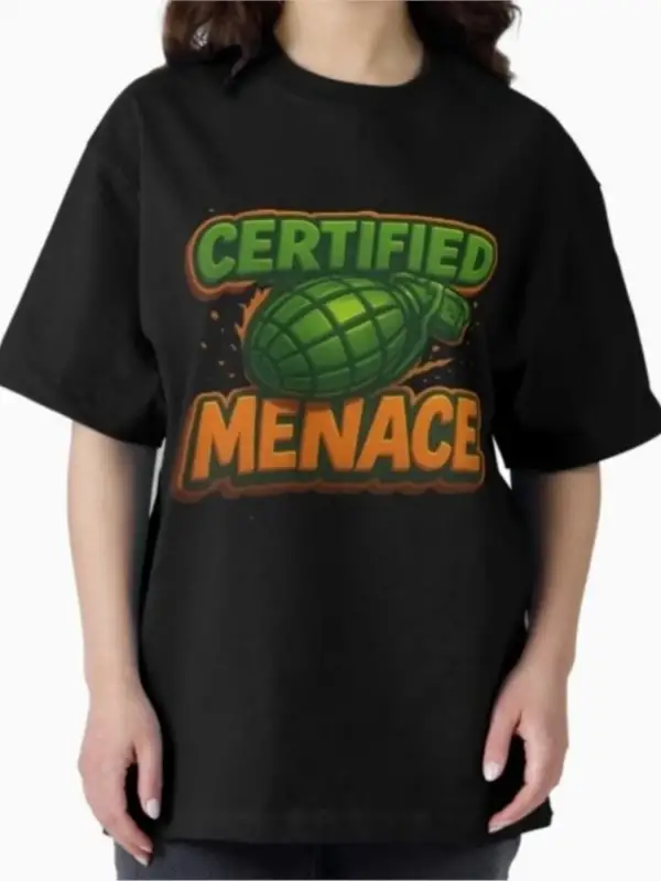 Erkekler Kadınlar İçin Sertifikalı Menace Tişört %100 Pamuklu Tişörtler Kısa Kollu Üstler 120
