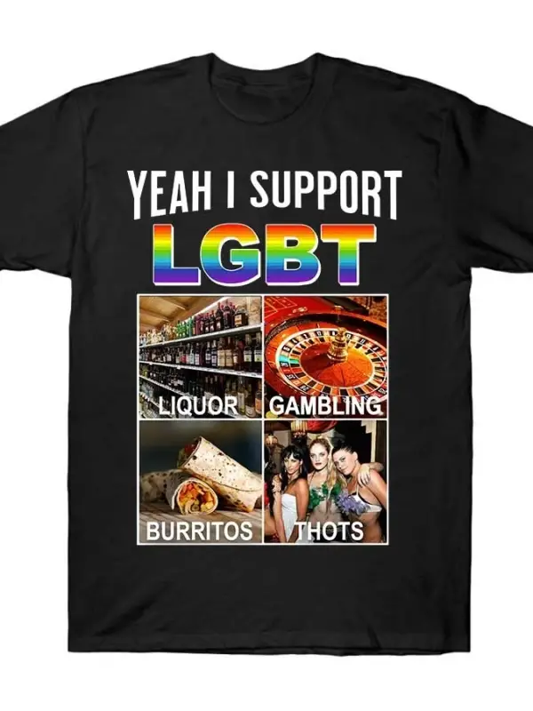 EVET BEN LGBT MEMEİ DESTEKLEYİYORUM Erkekler Kadınlar İçin %100 Pamuklu Tişörtler Kısa Kollu