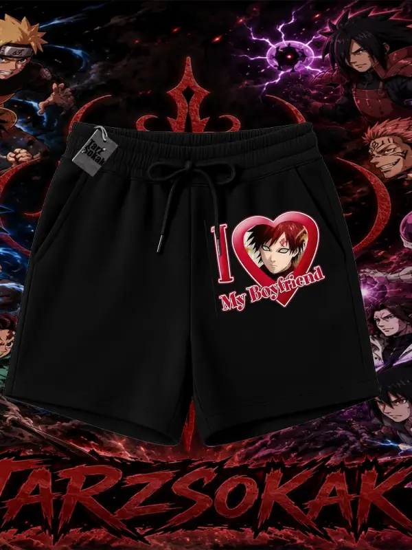 Gaara Naruto Anime Karakteri Unisex Şort Beyaz