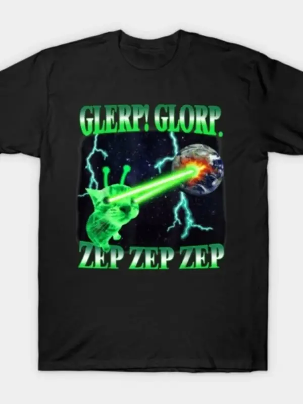 Galaktik Kedi Uzaylı Uzay Lazer Komik Meme T-shirt Erkekler Kadınlar Için % 100% Pamuk T Shir