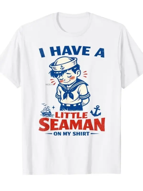 Gömleğimde Küçük Bir Denizci Var, Retro Denizci Tişörtü Erkekler Kadınlar İçin %100 Pamuklu T