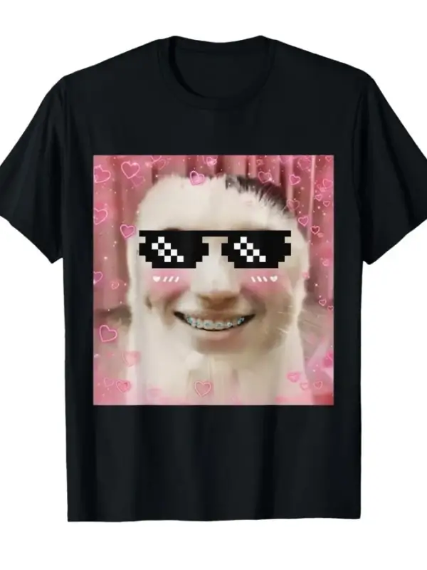 Goofy Ahh Kedi Meme Dank Cursed Weirdcore Cringey Muz Kedi T-shirt Erkekler Kadınlar Için % 1