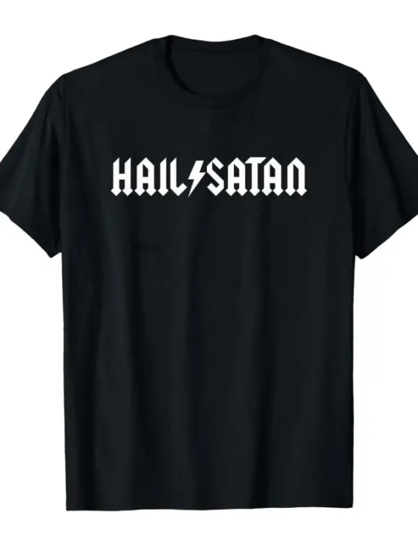 Hail Satan Rock Star T-shirt Erkekler Kadınlar Için % 100% Pamuk T Shirt Kısa Kollu Üstler 01