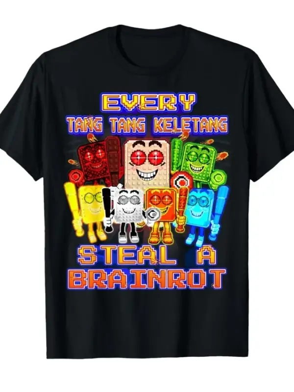 Her Tang Tang Keletang Komik Brainrot Erkek Çocuk Genç Tişörtü Erkek Kadın %100 Pamuklu Tişör