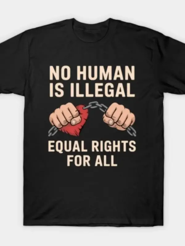 Hiçbir İnsan Yasadışı Değildir Eşitlik Hakları Eğlenceli Erkekler Kadınlar İçin Tişört %100 P