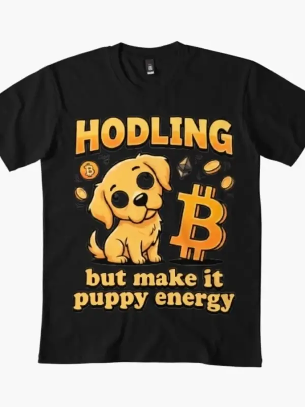 Hodling But Make It Puppy Energy Erkek Kadın Tişörtü %100 Pamuklu Tişörtler Kısa Kollu Üstler