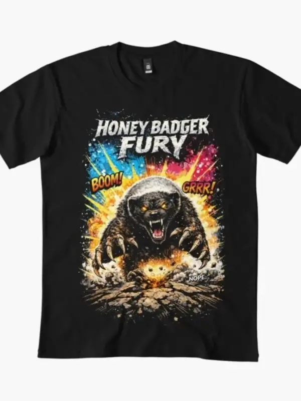 Honey Badger Fury T-shirt Erkekler Kadınlar Için % 100% Pamuklu Tişörtler Kısa Kollu Üstler 0