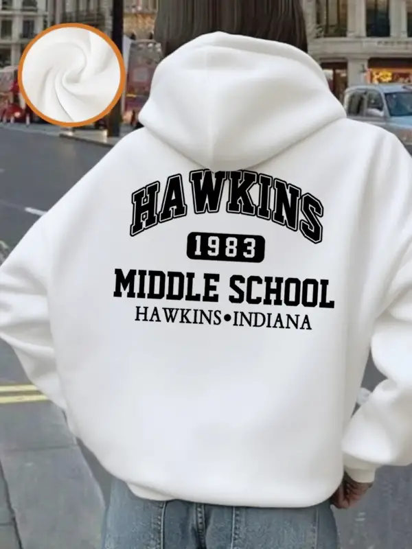 Indiana Hawkins 1983 Baskılar Hoodie Kadın Kış Polar Sıcak Kazaklar Rahat Rahat Kazak Temelle