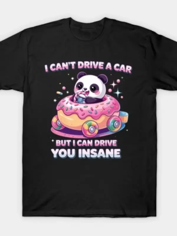 Insane Panda Meme Karikatür Alaycı Mizah Donut T-shirt Erkekler Kadınlar Için % 100% Pamuk T