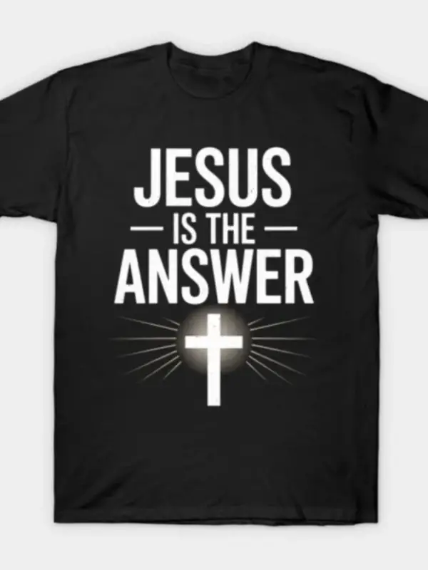 İsa Cevaptır İsa T-shirt Erkekler Kadınlar Için % 100% Pamuk T Shirt Kısa Kollu Üstler 0112-3