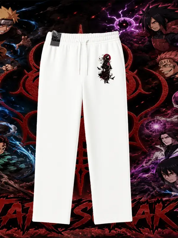 Itachi Uchiha Naruto Anime Karakteri Unisex Baggy Eşofman Altı Beyaz