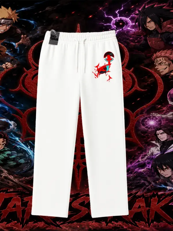 Itachi Uchiha Naruto Anime Karakteri Unisex Baggy Eşofman Altı Beyaz