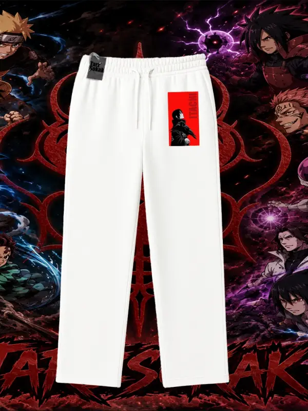 Itachi Uchiha Naruto Anime Karakteri Unisex Baggy Eşofman Altı Beyaz