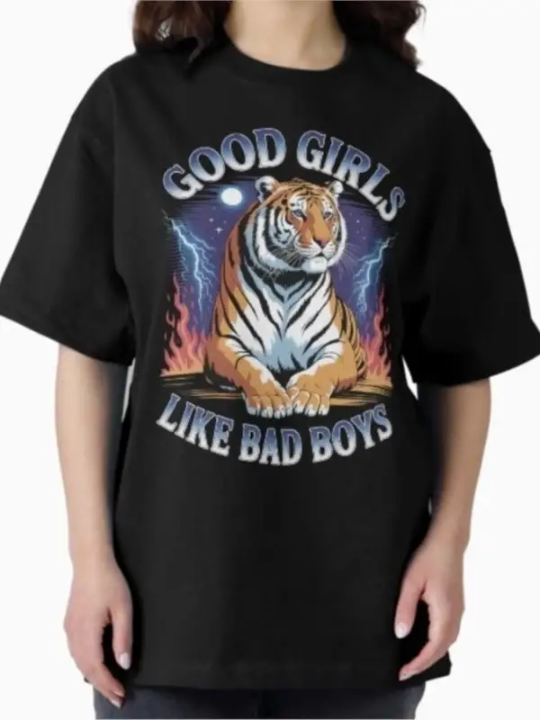 İyi Kızlar Kötü Çocukları Seviyor Komik Kedi Meme T-shirt Erkekler Kadınlar Için % 100% Pamuk