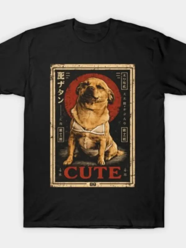 Japon Vintage Sanatı Anime Chihuahua Posteri Sevimli Meme Köpek Tişörtü Erkekler ve Kadınlar