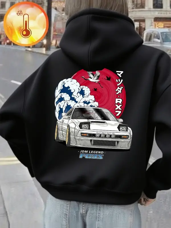 Japon Yerli Pazar Baskılı Kapüşonlu Üstler Kadınlar İçin Basit Bol Sweatshirtler Kışlık Polar