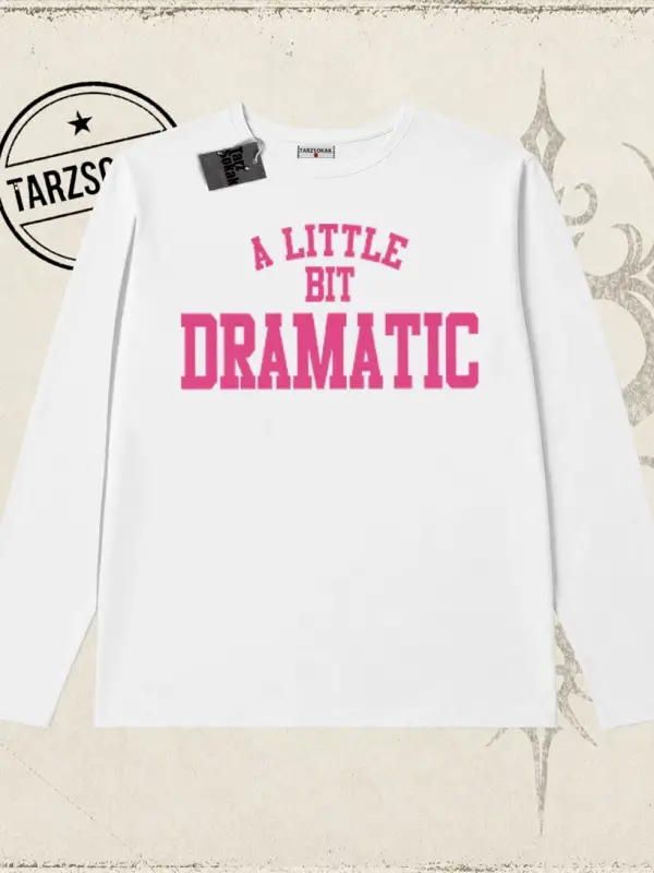 Kadın a Little Bit Dramatic Biskilet Yaka  Long Sleeve Beyaz