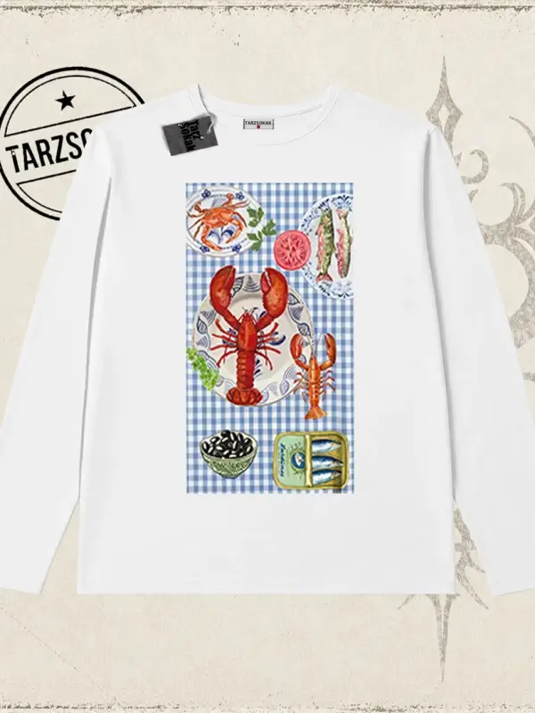 Kadın Crab Picnic Biskilet Yaka  Long Sleeve Beyaz