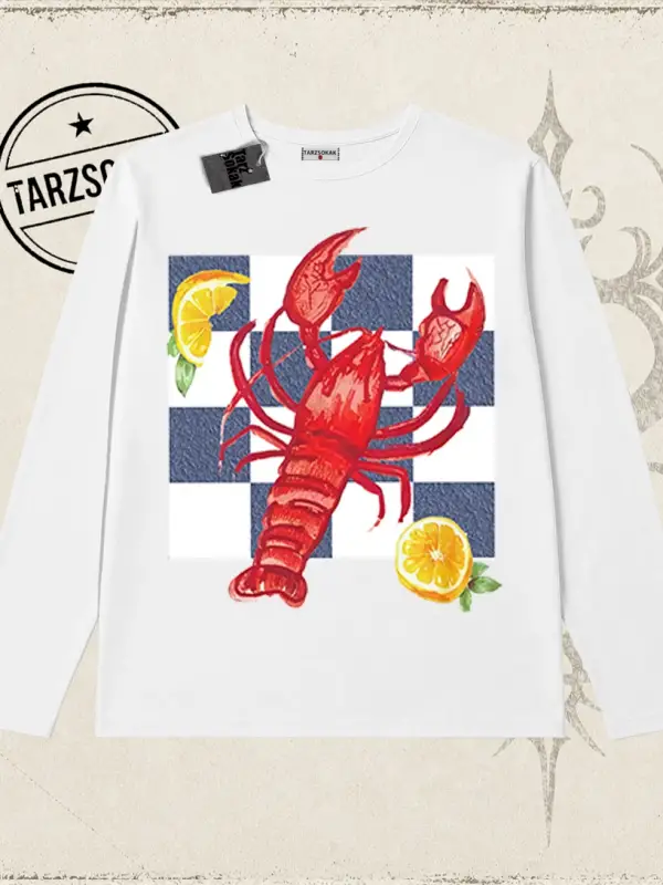 Kadın Istakoz Ekose Biskilet Yaka  Long Sleeve Beyaz