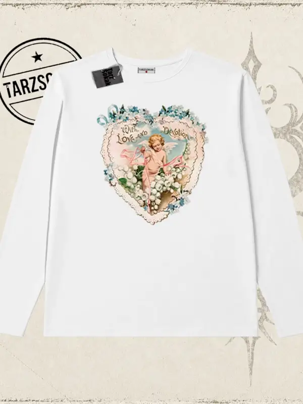 Kadın with Love and Devotion Biskilet Yaka  Long Sleeve Beyaz