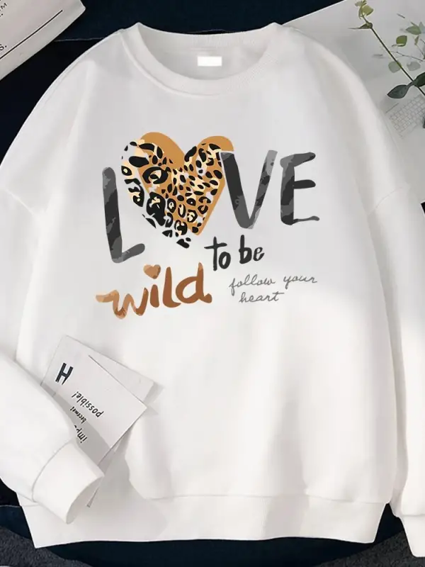 Kadınlar için kış sokak kazaklar vahşi aşk kalbinizi takip etmek için baskı kapüşonlu gevşek