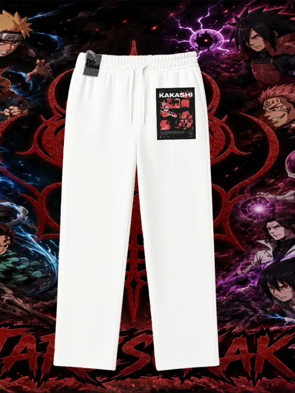 Kakashi Hatake Naruto Anime Karakteri Unisex Baggy Eşofman Altı Beyaz