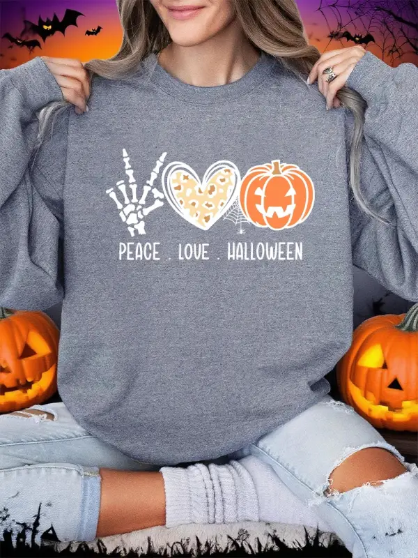 Kalp Kabak Fener Örümcek Web Baskılar Cadılar Bayramı Kazak Kadın Kış Polar Hoodie Crewneck G