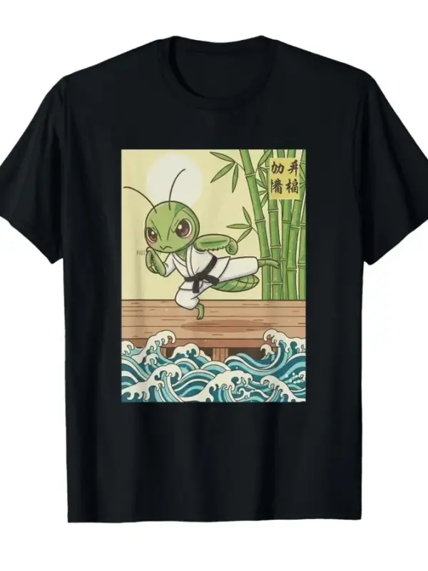 Kawaii Dövüş Sanatları Praying Mantis T-shirt Erkekler Kadınlar Için % 100% Pamuk T Shirt Kıs