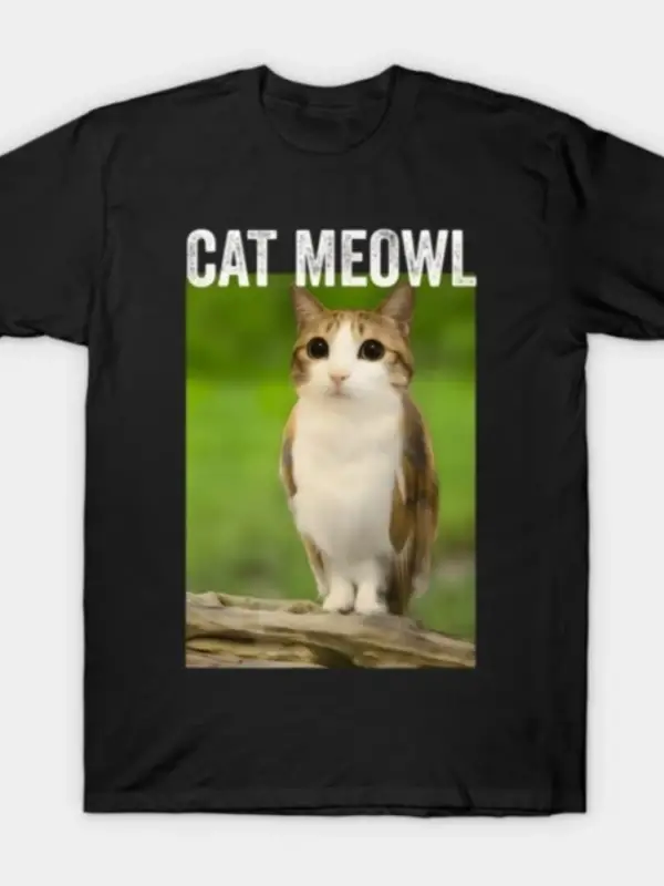 Kedi Miyavı Kedi Baykuşu Hayvan ve Evcil Hayvan Sahipleri İçin Erkek Kadın Tişörtü %100 Pamuk