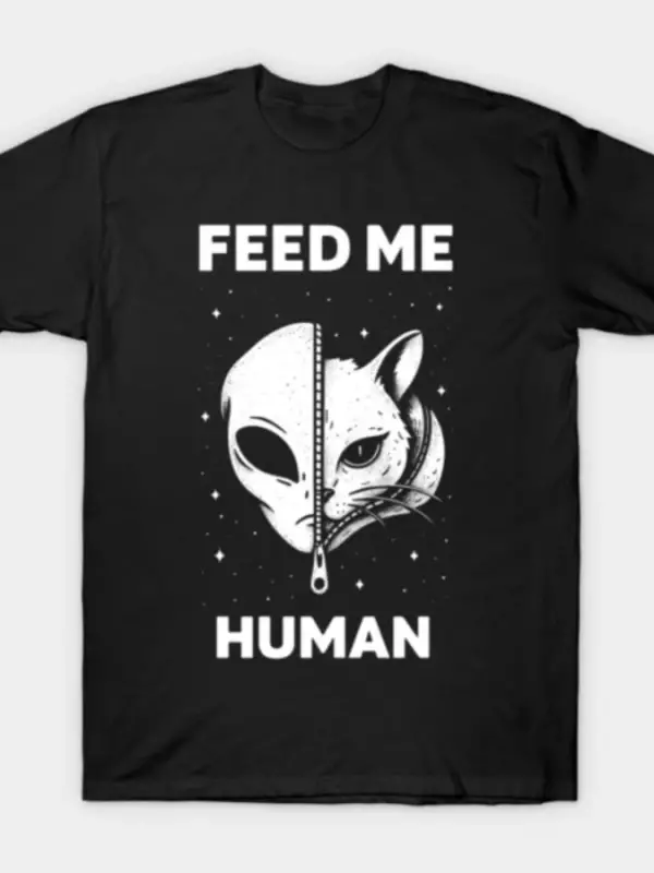 Kedi Tarzı Kozmik Mizah Erkek Kadın Tişörtü %100 Pamuklu Tişörtler Kısa Kollu Üstler 0107-2