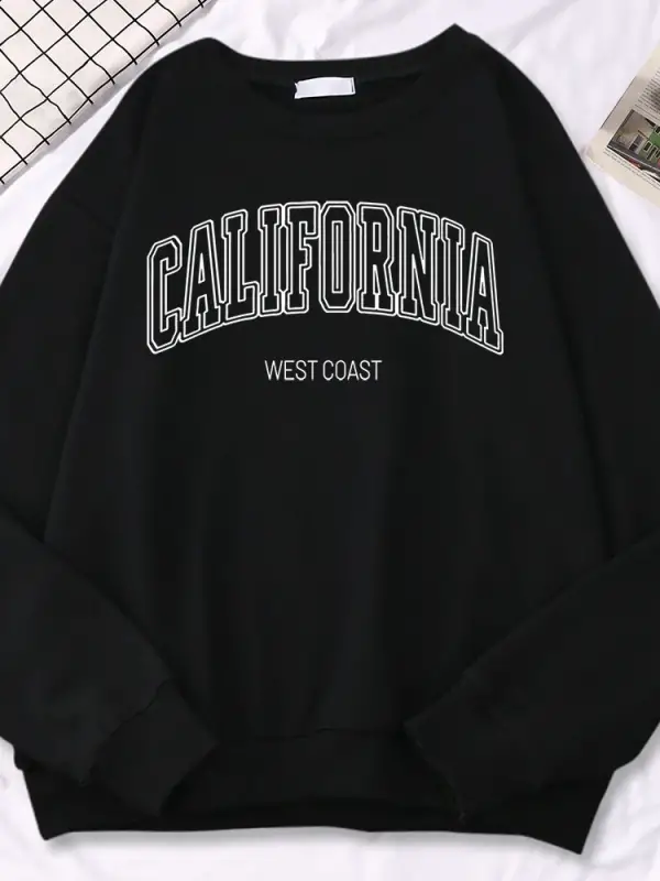 Kış Moda Kadın Tişörtü Kaliforniya Batı Yakası Baskı Kapşonlu Bisiklet Yaka Tüm Matematik Kaz