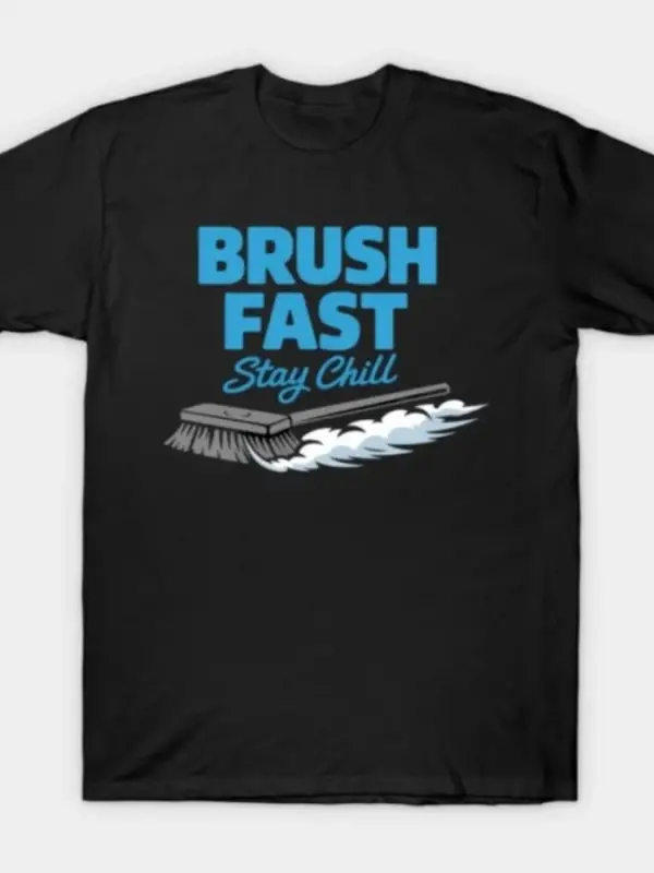 Kıvırcık Saçlı Komik Süpürge Kardiyosu Buz Kış Sporu Tişörtü Erkek Kadın %100 Pamuk Tişörtler