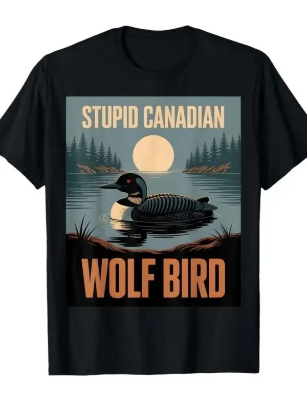 Komik Aptal Kanadalı Kurt Kuşu Meme Hayvan Mizahı Ördek Loon Tişört Erkekler Kadınlar İçin %1