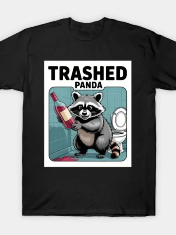 Komik Çöp Kutusu Panda Rakun Sarhoş Olur Erkekler Kadınlar Için T-shirt % 100% Pamuk T Shirt