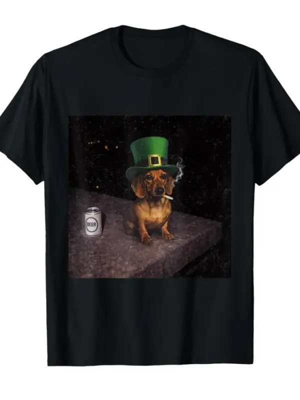Komik Dachshund Sigara İçen Meme Gen Z Köpek Meme T-shirt Erkekler Kadınlar Için % 100% Pamuk