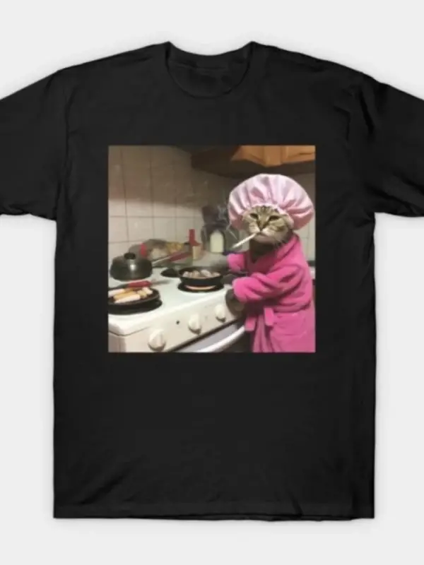 Komik Ev Kadını Kedi T-shirt Erkekler Kadınlar Için % 100% Pamuk T Shirt Kısa Kollu Üstler 12