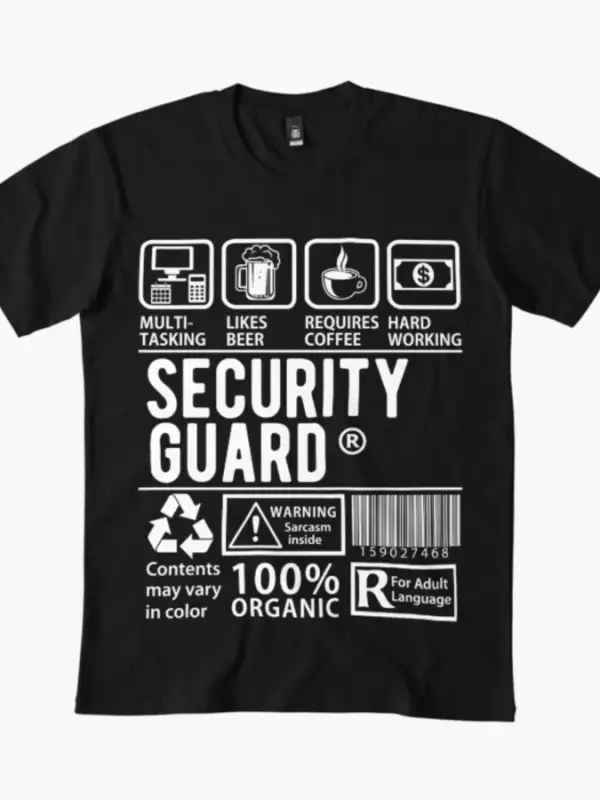 Komik Güvenlik Görevlisi Gömleği - Erkekler Kadınlar İçin Çoklu Görev Görevlisi Tişörtü %100