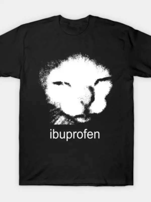 Komik İbuprofen Kedi Meme T-shirt Erkekler Kadınlar Için % 100% Pamuk T Shirt Kısa Kollu Üstl