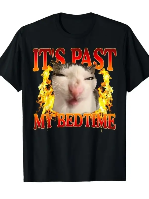 Komik Kedi Meme Geçtiğinde Uyku Zamanı Oldu Mizah T-shirt Erkekler Kadınlar Için % 100% Pamuk