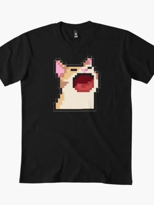 Komik kedi piksel tişört Erkekler Kadınlar için % 100% Pamuklu Tişörtler Kısa Kollu Üstler 12