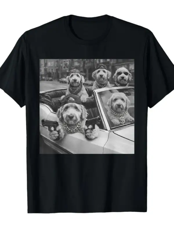 Komik Köpek Çetesi Goldendoodle Meme T-shirt Erkekler Kadınlar Için % 100% Pamuk T Shirt Kısa