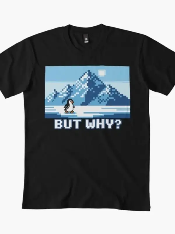 Komik nihilist penguen piksel sanat tişörtü erkekler kadınlar için % 100% pamuklu tişörtler k