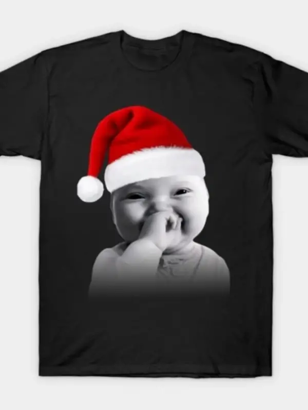 Komik Niş Gen Z Memesi Gülen Yapay Zeka Noel Tişörtü Erkekler ve Kadınlar İçin %100 Pamuklu T