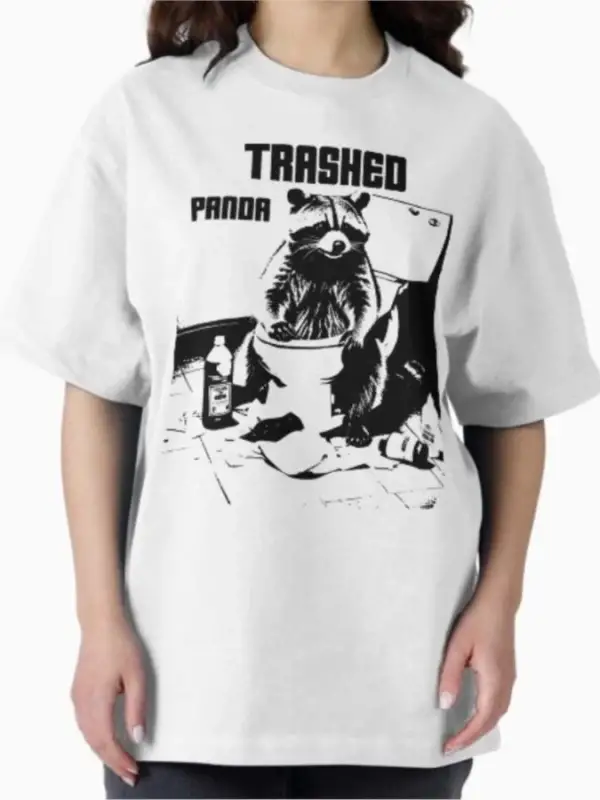 Komik Rakun Meme Pislikteli Panda Komik Sarhoş Rakun Tişörtü Erkekler Kadınlar İçin %100 Pamu