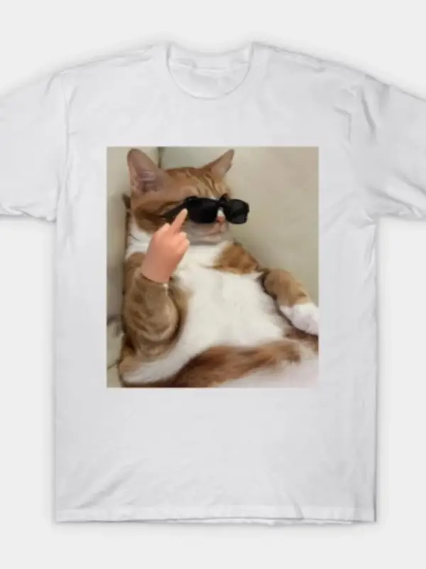 Komik Sassy Kedi Orta Parmak Meme T-shirt Erkekler Kadınlar Için % 100% Pamuk T Shirt Kısa Ko